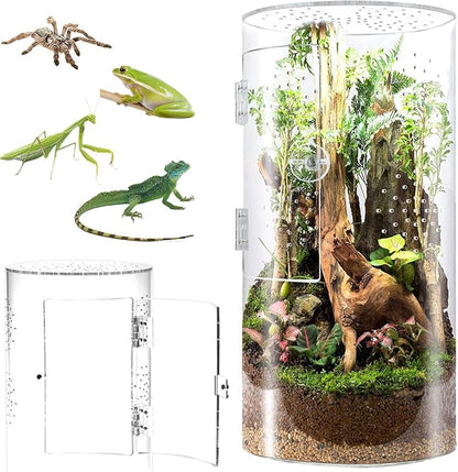 Front Opening Terrarium Jumping Spider Enclosure,Tall Arboreal Tarantula Enclosure Terrarium with Cross Ventilation,Waterproof Acrylic Reptile Enclosure