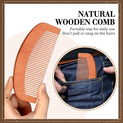 Zubebe 20 Sets Beard Brush and Comb Set for Men Fathers Day Dad Gifts, Boar Bristle Brush, Wood Mustache Comb and Beard Trimming Scissors with Travel Pouch, Mustache Grooming Care Kit for Grandpa Gift
