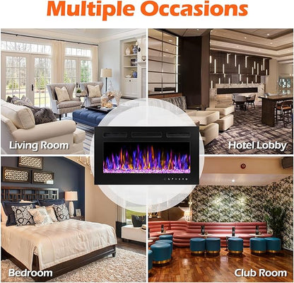 30" Electric Fireplace Wall Mounted and Recessed