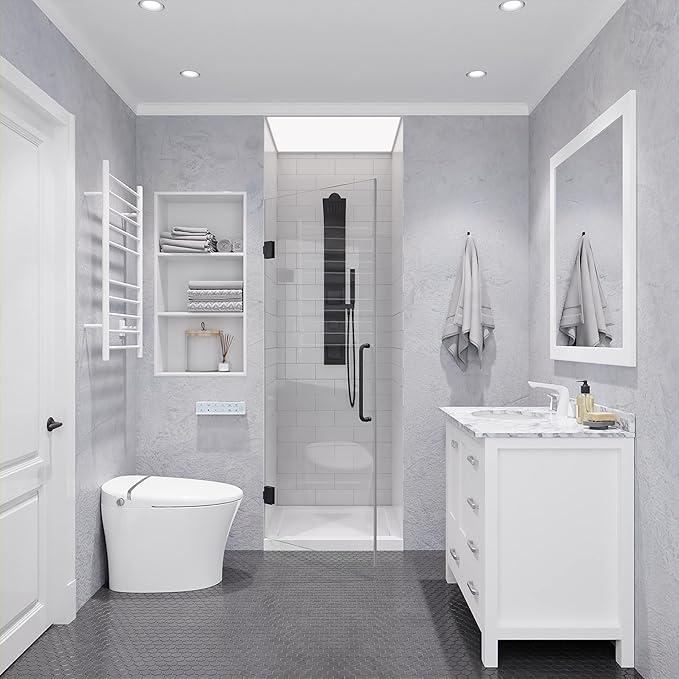 ANZZI 70" x 24" Frameless Shower Door in Gun Metal Black, Passion Water