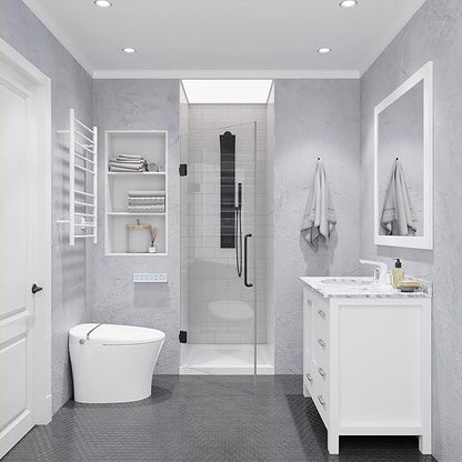 ANZZI 70" x 24" Frameless Shower Door in Gun Metal Black, Passion Water