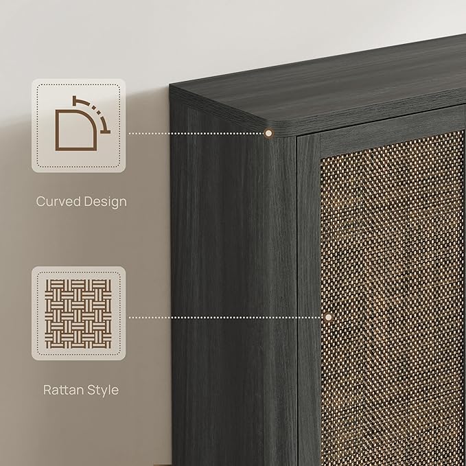 SICOTAS Rattan Shoe Storage Cabinet