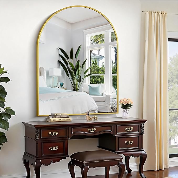 CIRCUMI Arched Wall Mirror, Metal Frame, Large Size