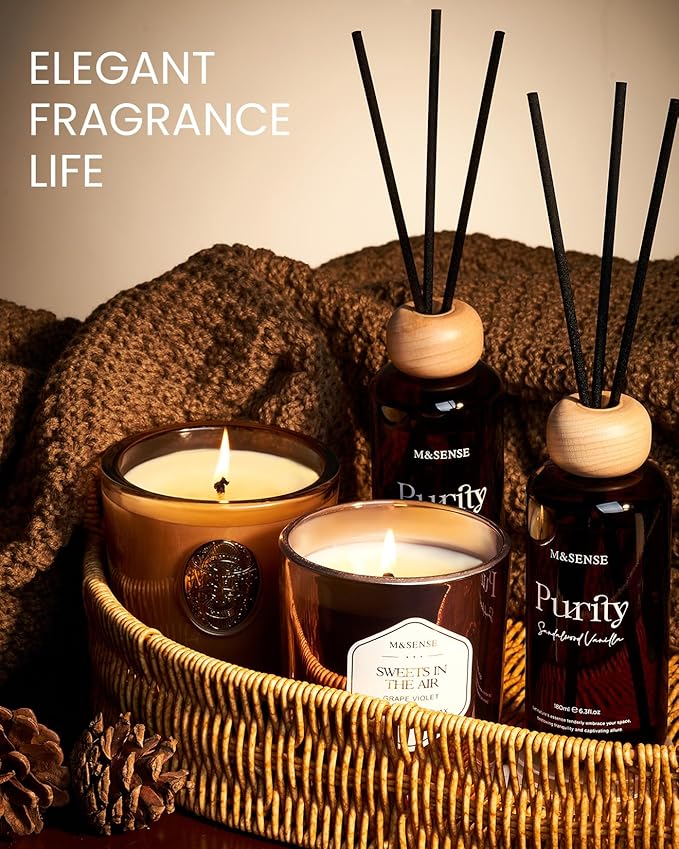 M&SENSE Bamboo Reed Diffuser: 6.3 fl oz Non-Toxic Aroma Set