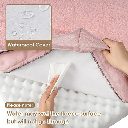 EHEYCIGA Orthopedic Dog Bed Large with Removable Washable Cover, 50IN Pink | Egg Crate Foam Support, Durable Oxford fabric, Non-Slip Bottom, Machine Washable, Soft Waterproof Plush Pet Bed Mat For Crate