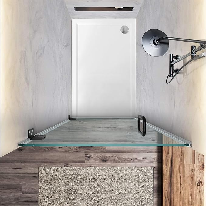 Bathroom Frameless Shower Door 30" W*72" H, 5/16" Clear Tempered Glass Hinged