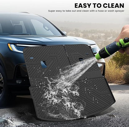 LASFIT Cargo Mat and Backrest Mat for Mazda CX-90 / CX 90 PHEV 2024 2025 2026 7&8 Seats(Not for 6 Seats) TPE Custom Fit All Weather Trunk Liner Waterproof CX90/CX90 PHEV Cargo Tray Accessories, Black