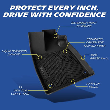 Michelin Vehicle Mats, Premier Series All-Weather TPE Custom Fit Liner for Honda Pilot 2023-2026 7 & 8 Seats, Floor Mats(4 Piece)