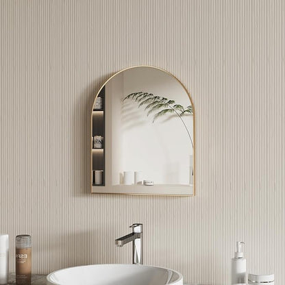 15x23 Inch Compact Gold Arched Mirror Perfect