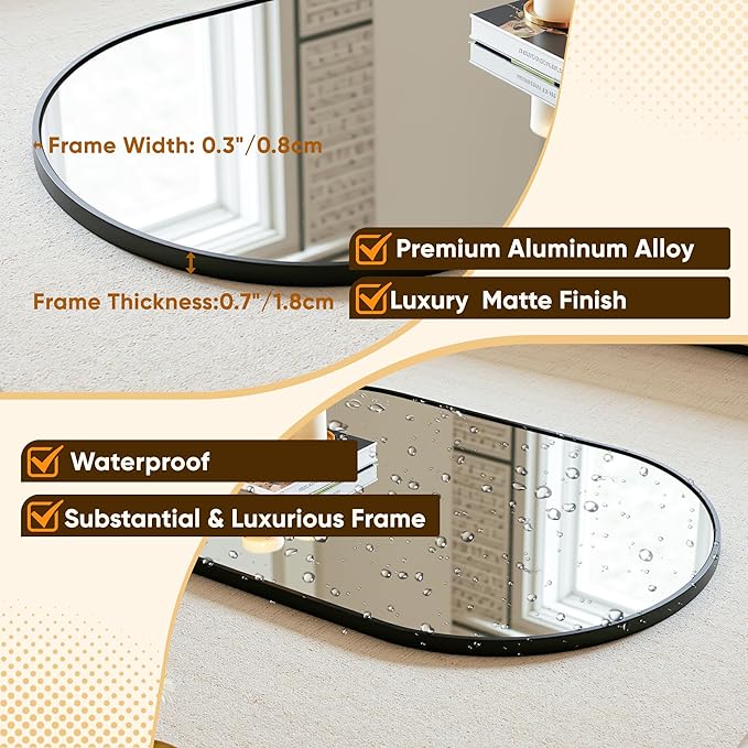 Arched Mirror 20"x30", Bathroom Mirror, Wall Mounted Vanity Mirror