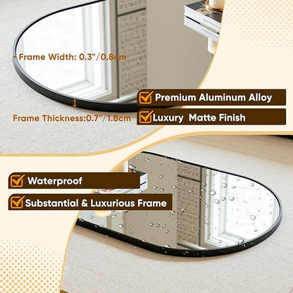 Arched Mirror 24"x36", Bathroom Mirror, Wall Mounted Vanity Mirror