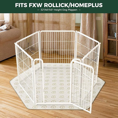 FXW Washable Pee Pads for Dogs, Super Absorbent, 35" Hexagon, 2 Packs | Machine washable, Non-slip backing, Fits 32"/40"/45"H 6-Panel FXW Rollick/Homeplus Playpens