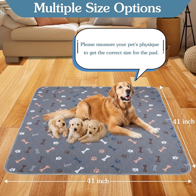 Washable Pee Pad for Dogs, 2 Pack Large Reusable Puppy Pads, 41"x41" | Super Absorbent, Waterproof & Leakproof, Non-Slip Bottom, Machine Washable, For Floors, Beds, Couches, Crates, Carpets, Cars