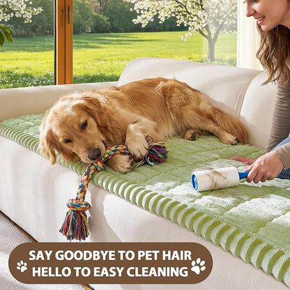 FUANGUI 2 Pack Waterproof Couch Cover for Dogs Pets Sofa Protector | Non-Slip Washable Fuzzy Soft Sofa Slipcover for 2 PCS L Shaped Sofa Pet Friendly, 27.6" x 59.1"+27.6" x 70.9", Grass Green