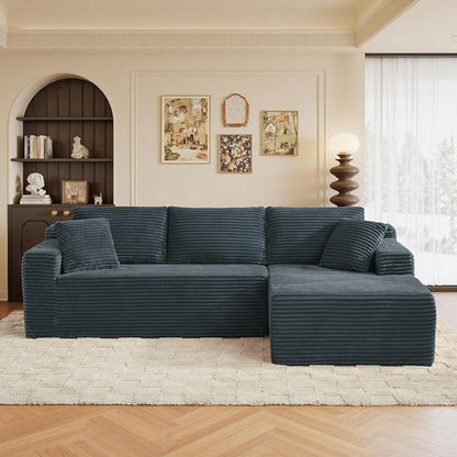 105" Sectional Couches for Living Room Cloud Couch Sofa with L-Shape Upholstered Boneless Couchs Modern Modular Sectional Couch with Chaise (Dark Grey, 105" W+Right Facing Chaise+2Seaters)