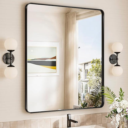 TokeShimi 30x36 Black Mirror for Bathroom, Modern Bathroom Vanity Mirror