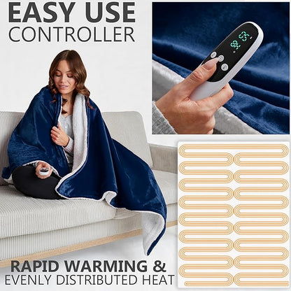Heated Blanket Electric Luxurious Fleece Twin Blanket, 9 Heat Settings & 12H