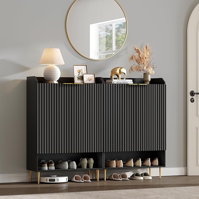 SICOTAS Shoe Cabinet Set of 2-56 Pairs Large Shoe Storage Cabinet, 50.7" Tall