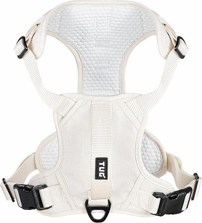 TUG No-Pull Dog Harness, 2 Leash Clips + Padded Handle (Large, Cream) | Water-Resistant Padded Interior | No-Pull Front Clip | Padded Back Handle | Adjustable Straps