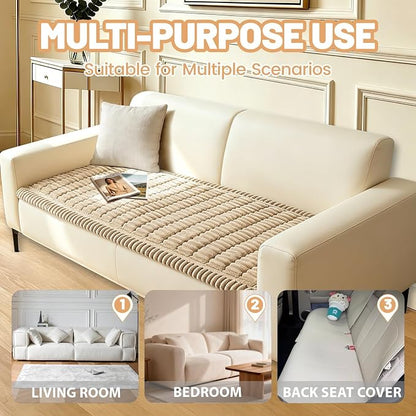 Couch Cover for Dogs Washable,Non Slip Fuzzy Durable Pet Friendly Cozy | Soft Slipcovers for 3 Cushion Sofa Cover,Plush Thick Protector Fits Mat Bed Leather & Fabric Couches (Brown 27.6"x70.9")