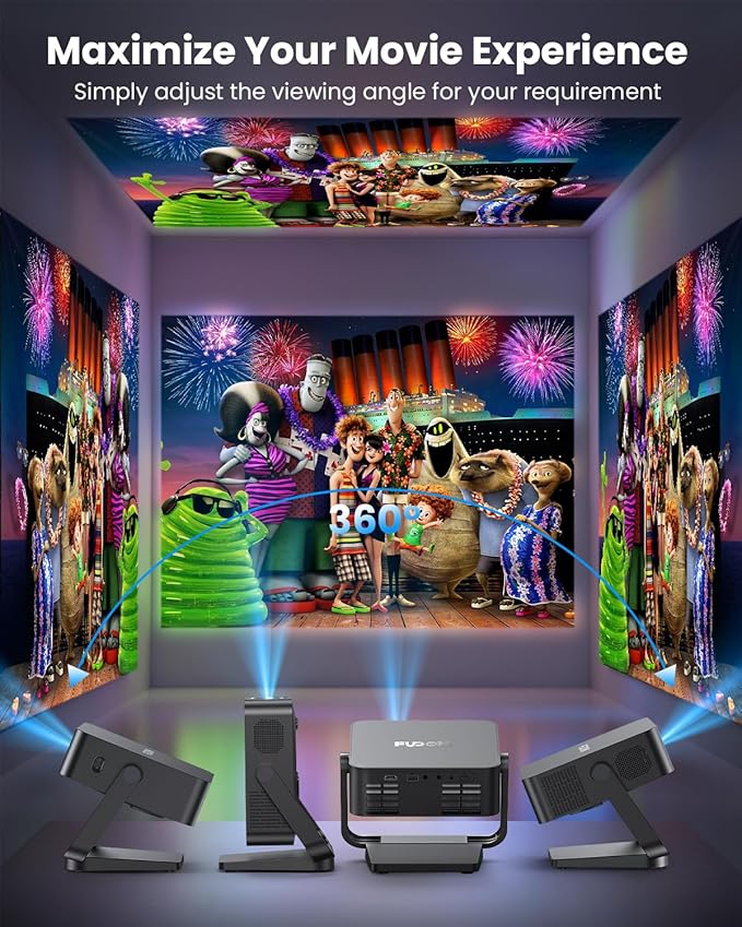 FUDONI Smart Projector with WiFi 6 and Bluetooth, 1080P Full HD Projector