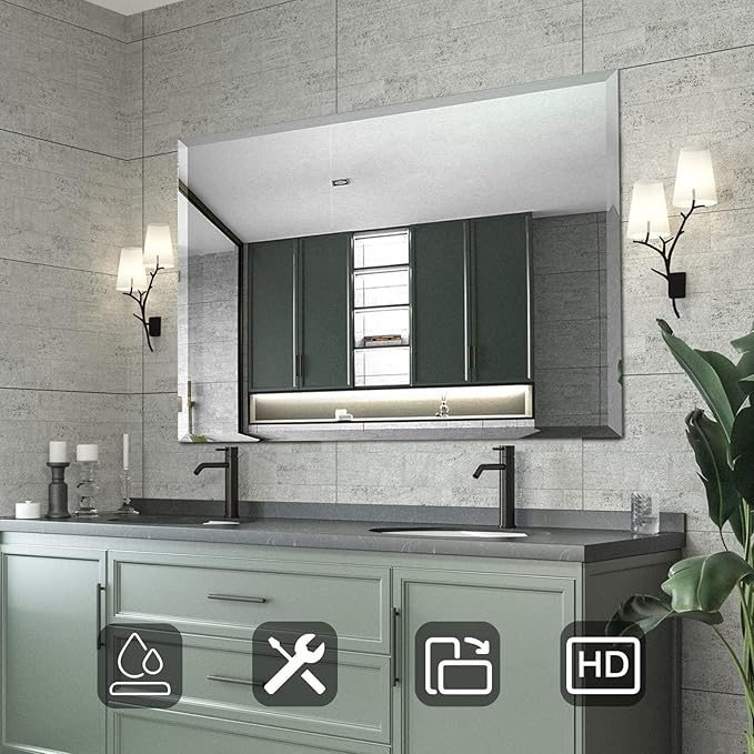 Mirrorons Beveled Mirror, Bathroom Mirrors