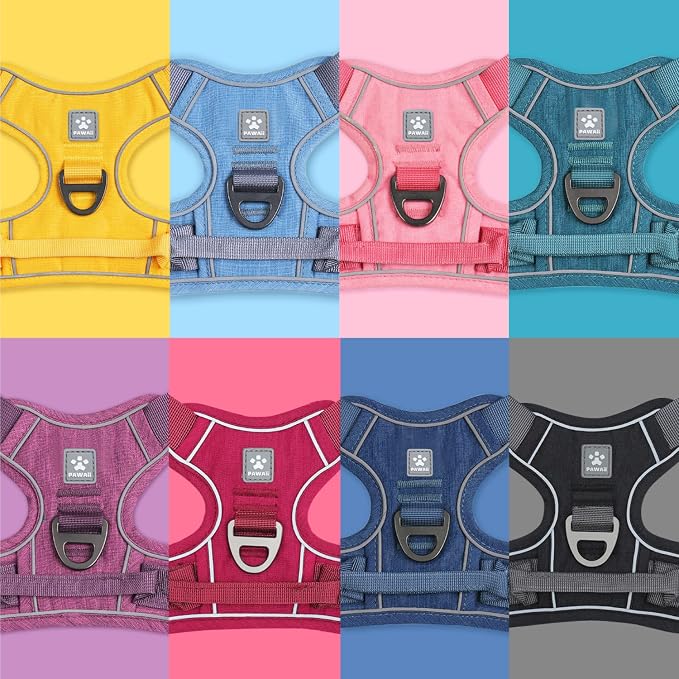 Pawaii Dog Harness with Pet ID Tag, No Choke Dog Harness, Adjustable Soft Padded Pet Vest with Easy Control Handle