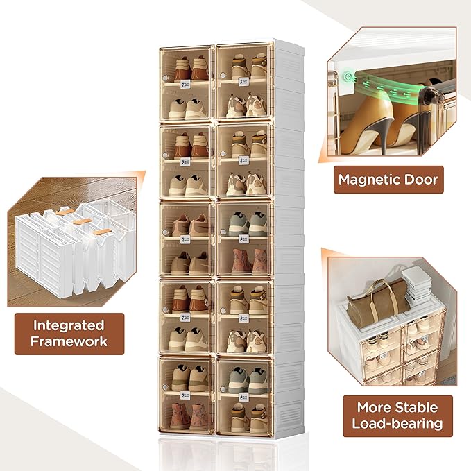 ANTBOX Shoe Organizer Storage Box, Portable Folding Shoe Rack