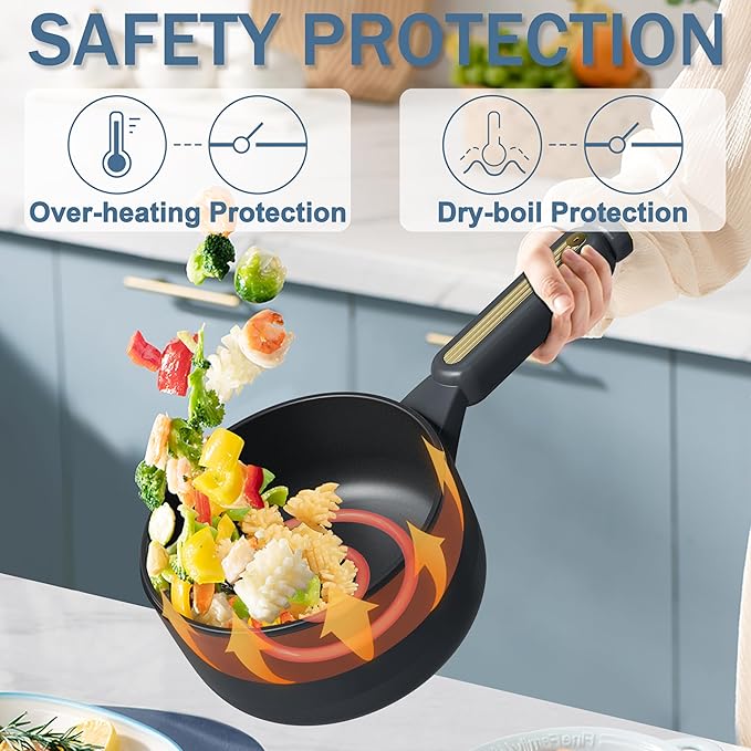 TOPWIT Hot Pot Electric with Steamer, 2L Multifunctional Electric Cooker