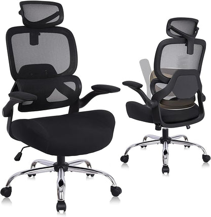 FAMSINGO Big and Tall Office Chair Mesh Black Chair