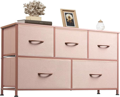WLIVE Dresser for Bedroom with 5 Drawers, Wide Chest of Drawers, Fabric Dresser