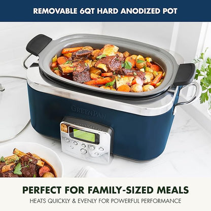 GreenPan Elite 8-in-1 Programmable 6QT Electric Slow Cooker, Dishwasher Safe