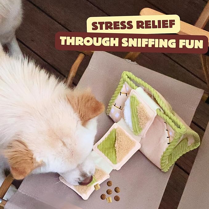 Interactive Dog Toys, Snuffle Puzzle Toys for Small Medium Large Dogs – Durable Hide & Seek Treat Dispenser with Squeaky & Crinkle Sounds, 2-in-1Chew Toy, Dog Birthday for Gifts (Tissue Box)