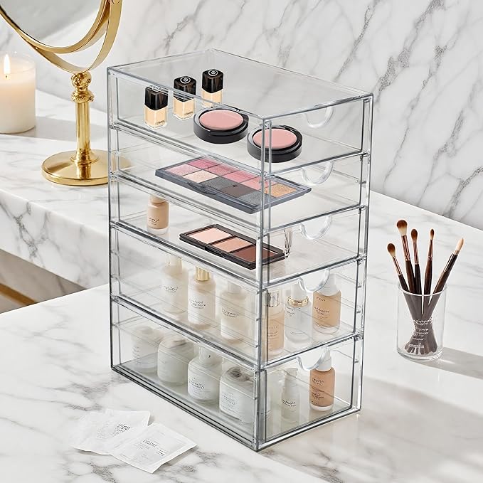 Prsildan Acrylic Drawer Makeup Organizer