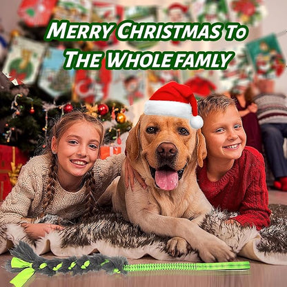 wodoca Christmas Dog Tug Toys Dog Rope Toys Pets Puppy Aggressive Chewers Toys Xmas Pet Gifts, Easy to GRAP Large Dogs Chew Toy Ideal for Training for Puppy, Middle Dogs Play Hand Made (Green)