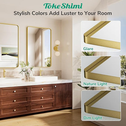 TokeShimi 30x36 Brushed Gold Mirror