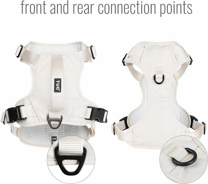 TUG No-Pull Dog Harness, 2 Leash Clips + Padded Handle (Large, Cream) | Water-Resistant Padded Interior | No-Pull Front Clip | Padded Back Handle | Adjustable Straps