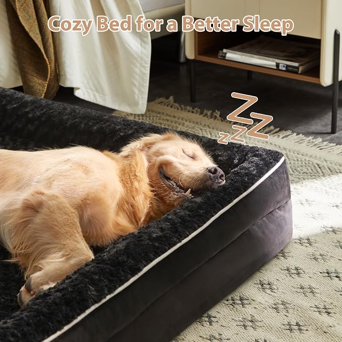 WNPETHOME Orthopedic Washable XL Dog Bed for Senior Dog Cozy Sleep | Extra Large Waterproof Big Soft Dog Couch Sofa Bed for Dogs Relax with Removable Cover Supportive Pet Bed Black 42x30 Inch