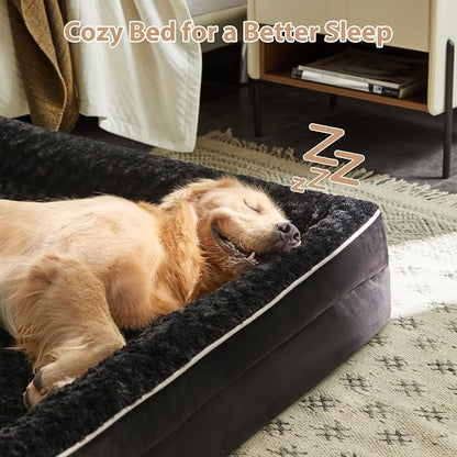 WNPETHOME Orthopedic Washable XL Dog Bed for Senior Dog Cozy Sleep | Extra Large Waterproof Big Soft Dog Couch Sofa Bed for Dogs Relax with Removable Cover Supportive Pet Bed Black 42x30 Inch
