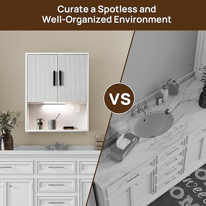 Modern Fluted Bathroom Wall Cabinet