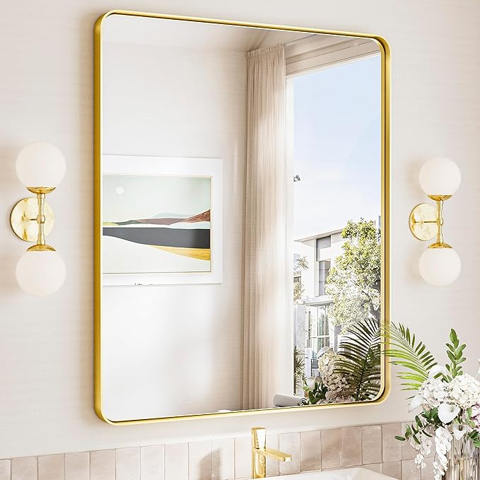 TokeShimi 30x36 Brushed Gold Mirror