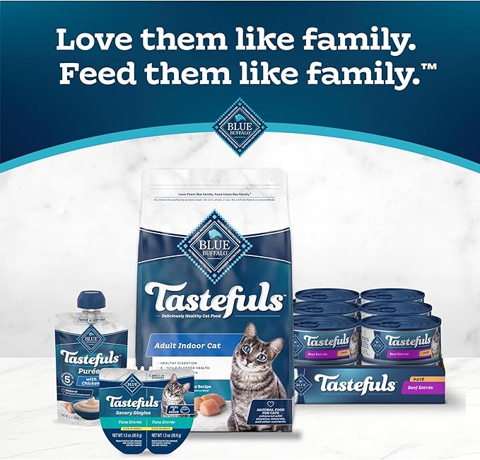 Blue Buffalo Tastefuls Wet Cat Food Paté, Made with Natural Ingredients, Beef Entrée, 5.5-oz Cans (24 Count)