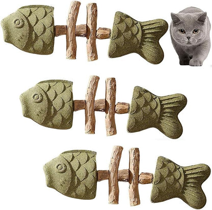 Purrident - Fix Cat Dental Health, Natural Dental Chew for Cats, Fishbone Shape Cat Teething Toy with Catnip, Durable Feline Tooth Care Tool for Indoor & Adult Cats (3PCS-D)