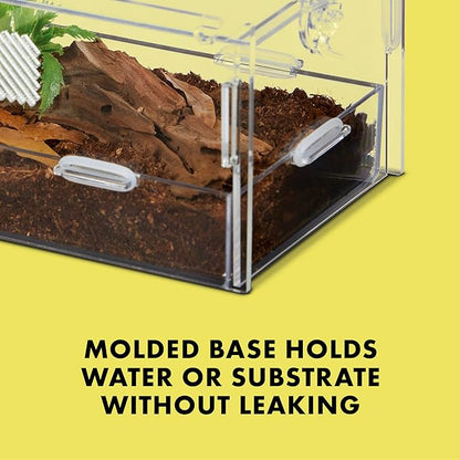 Zilla Micro Habitat Terrarium, Terrestrial, with Locking Latch, for Isopods, Spiders, Insects, Small