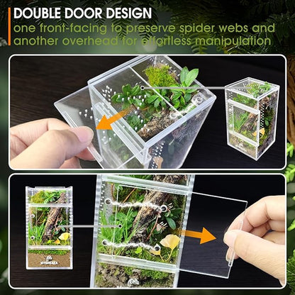 MYGIIKAKA Jumping Spider Enclosure Accessories, Tarantula Spider Box, Bug Cage, Praying Mantis Habitat Enclosure, Snail Insect Terrarium, Caterpillar Habitat (3x3x6 inch)