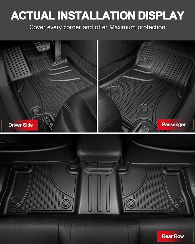 Floor Mats Compatible with 2026 Hyundai Palisade 7/8 Seats Gasoline (Not Hybrid)- Custom Fit TPE Anti-Slip Floor Lienrs - All Weather Floor Mats for Palisade 2026 Accessories Black