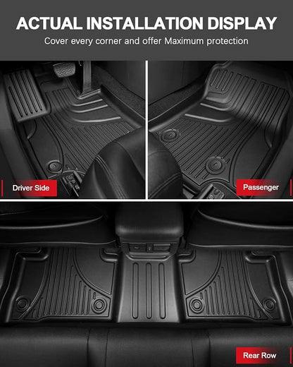 Floor Mats Compatible with 2026 Hyundai Palisade 7/8 Seats Gasoline (Not Hybrid)- Custom Fit TPE Anti-Slip Floor Lienrs - All Weather Floor Mats for Palisade 2026 Accessories Black
