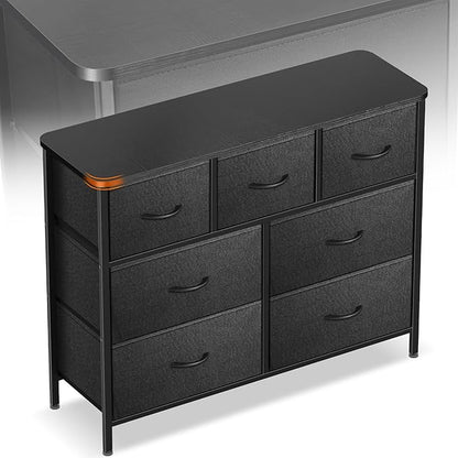 Curved Profile Dresser for Bedroom, Chest of Drawers, 7 Storage Drawers