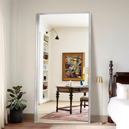 CIRCUMI Silver Bathroom Mirror, Brushed Finish, Tempered Glass, Large Mirror