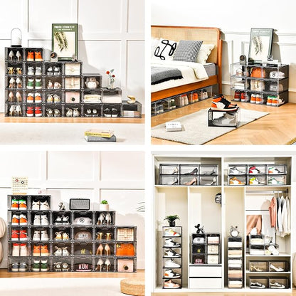 Clemate Upgraded X-Large Shoe Organizer, Shoe Storage Organizer, 12 Pack